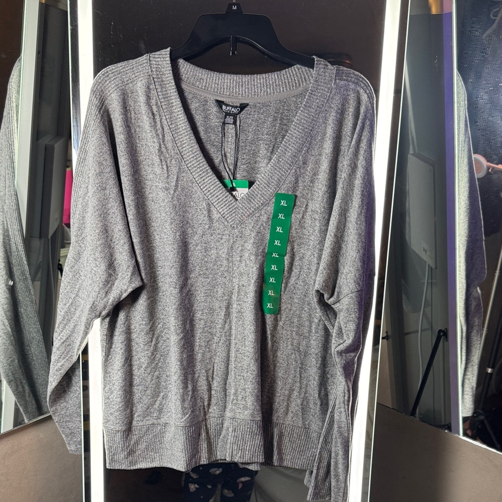 Buffalo David Bitton Gray V-Neck Sweater